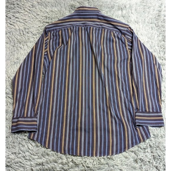 Tasso Elba Button Down Shirt Adult Size Large L Blue Striped  Cotton Mens‎ Up - Picture 2 of 9